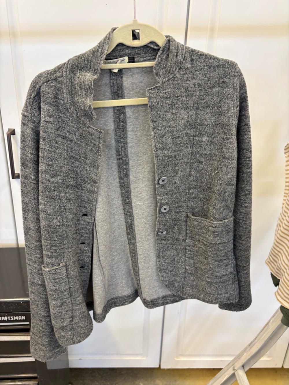 Grey Knit Button-Front Tunic Top